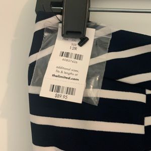 NWT Limited Navy and White Striped High Waisted Flare Pants, Size 12